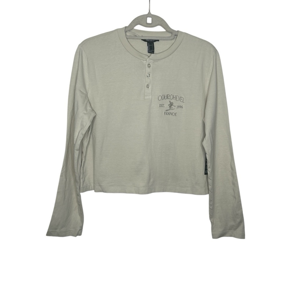 Forever 21 Courchevel France Ski Henley Long Sleeve Top Size L